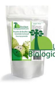 Acheter de la poudre de feuille de graviola anti-cancer naturel sur la boutique biologiquement.shop